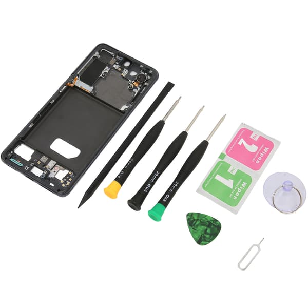 Midterrammeplade Husplade Midterfrontplade Ramme Udskiftningsreparationsdele til SAMSUNG S21 Sort