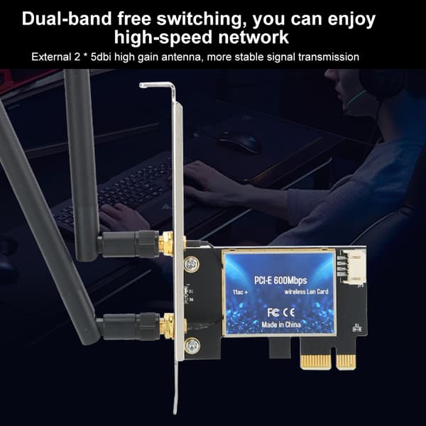 EDUP LAN-kort EP9619 600M Dual Band PCIE Trådløs 4.0 Adapter Computertilbehør