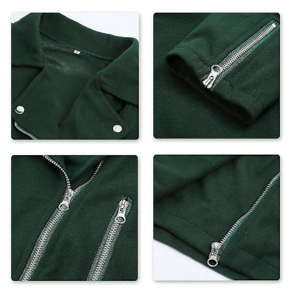 Retro Slim Fit Grønn Punk Jakke for Kvinner