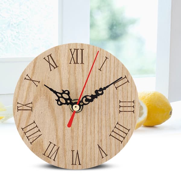 Klassisk väggklocka i trä med analog display för trädgård, hall, utomhus (12 cm)