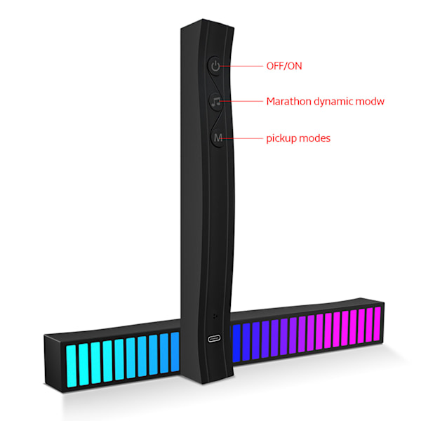 Lydreaktiv LED-lysbjelke RGB Fargerik APP-kontroll Lyd Musikkrytme Dynamisk Striplys for Bilspill PC TV-rom