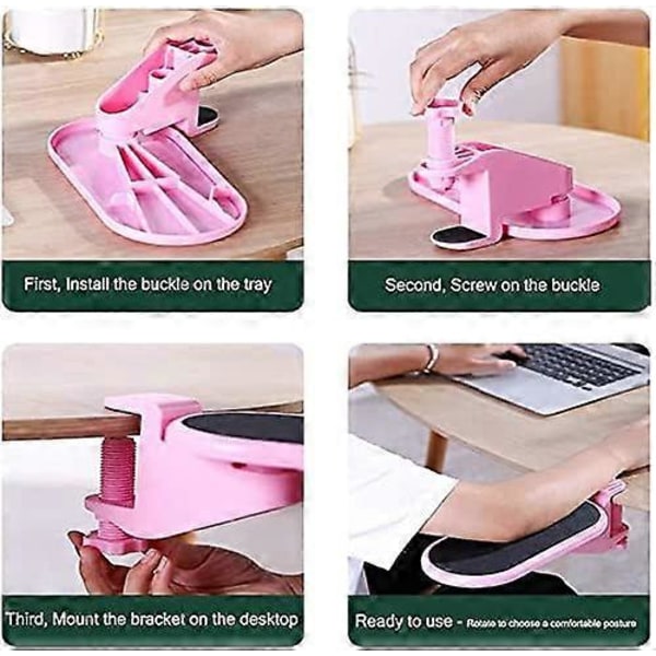 Computer Armlæn til Skrivebord, Justerbart Roterende Armlæn (Pink)