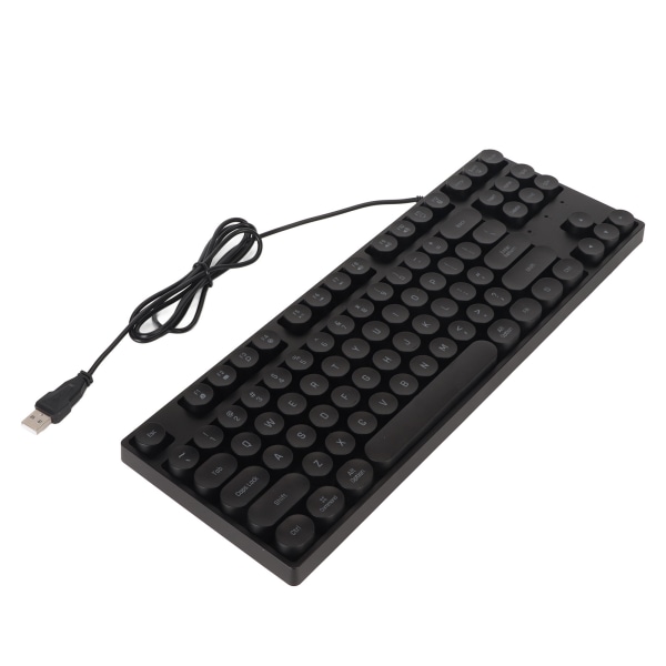 Gaming Keyboard USB Rundt 87 taster Farverigt Baggrundsbelyst Ergonomisk Mekanisk Touch Wired Keyboard til Desktop Laptop PC Sort