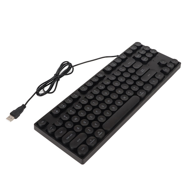 Pelinäppäimistö USB Pyöreä 87 Näppäimet Värikäs taustavalaistu Ergonominen Mekaaninen Langallinen Näppäimistö Pöytätietokoneen Kannettavalle PC Musta