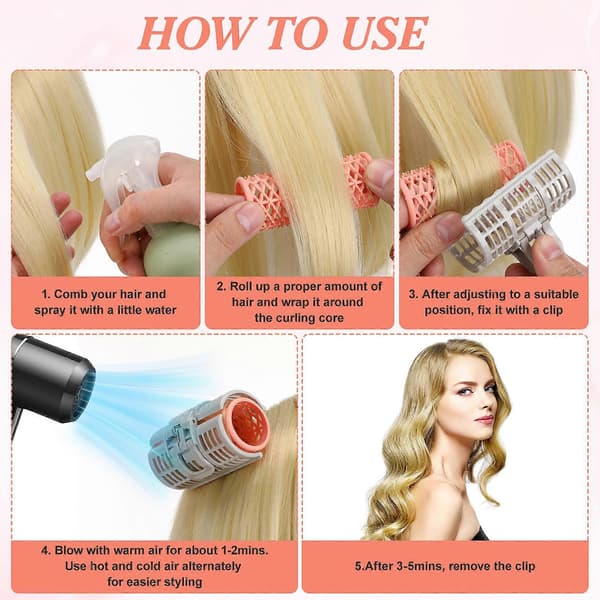 6st Hair Rollers Spring Clip Curling Iron DIY Hair Rollers Wavy Hair Styling Tools