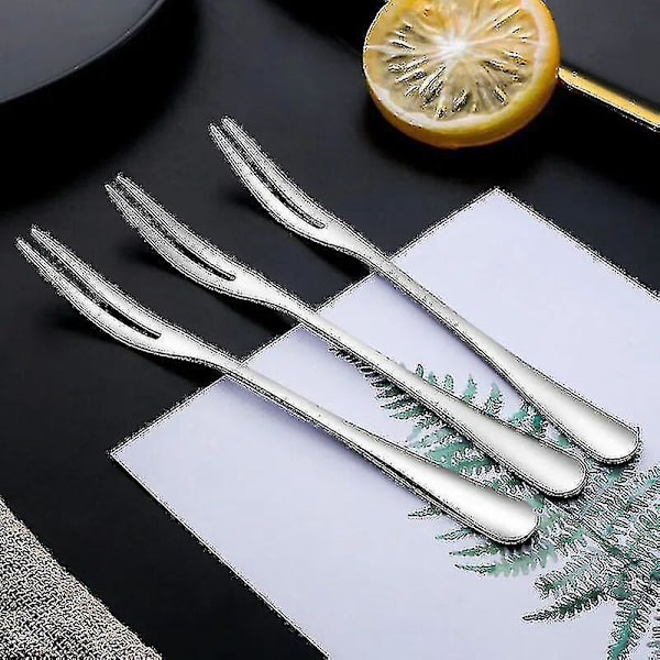 Rostfria cocktailfruktgafflar - Set om 10, perfekta för aptitretare och desserter