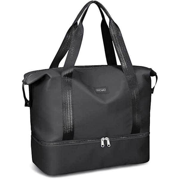 Kvinners 36L Stor Reise Duffel Bag - Vanntett Gym Bag for Helgeturer Svart