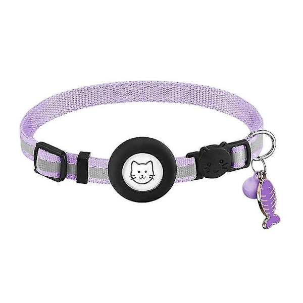 Reflekterande Katt Halsband GPS-Tracker Halsband Justerbart Husdjur Liten Hund Halsband Lila