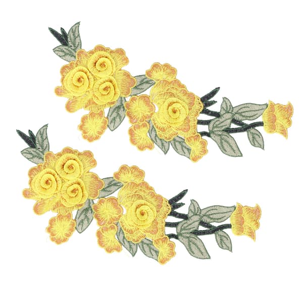 Broderet Patch Blomst Bomuld Miljøbeskyttelse Unikt DIY Tøjtilbehør til Veste Hatte Gul