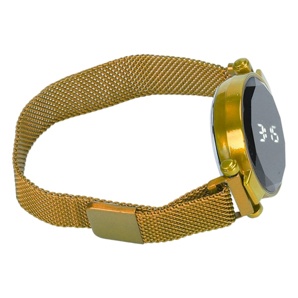 Kvinder LED-ur LED-berøringsskærm Stor skærm Holdbar legering Modedesign Digital LED-ur til piger Kvinder Voksen Guld
