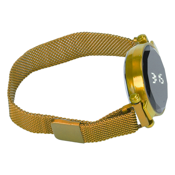 Kvinnor LED watch LED-pekskärm Stor skärm Hållbar legering Modedesign Digital LED- watch för flicka Kvinnor Vuxen Guld