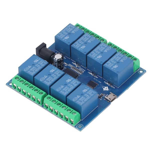 USB-stasjon gratis relémodul 8-kanals 5V stabil intelligent kontrollrelékort for mekatronikk