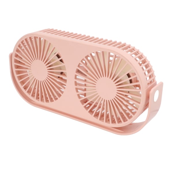 Dobbelt ventilator USB-opladning hurtig varmeafledning 360° rotation dobbelt hoved ventilator mini bordventilator til sovesal skrivebord hjemmet pink