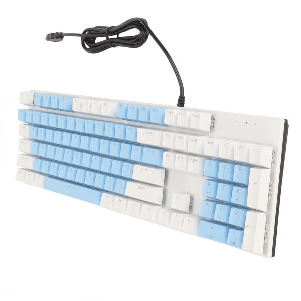 104 tangenter Mekaniskt speltangentbord 28 Bakgrundsbelysningslägen Blå Switch Plug and Play RGB Trådbundet datortangentbord för Windows för Linux Blå Vit
