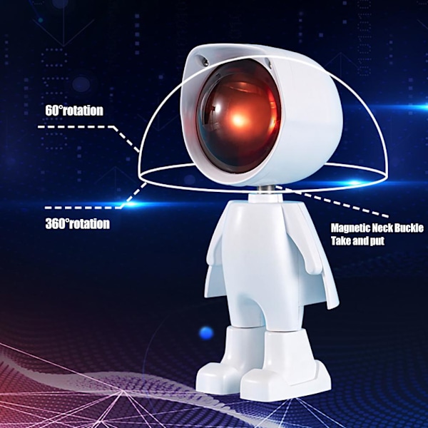 Solnedgangsbord Projektionslys Robotfigur LED Kunstprojektionslampe 360 Graders Lampe til Hjem Bar Festdekoration