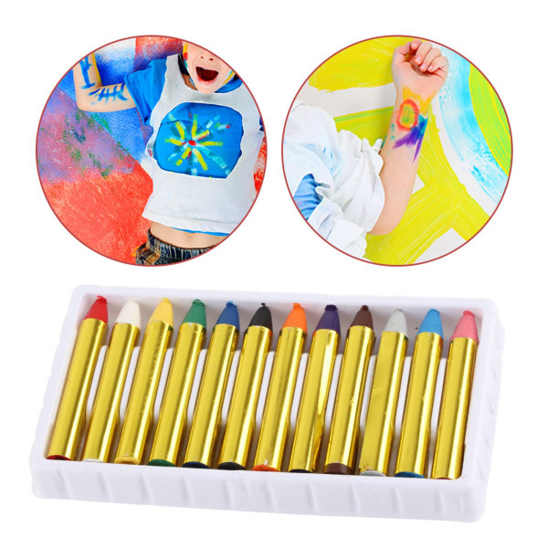 12 färger Kroppsansiktsmålarpinnar Crayons Set Färgglad målningspenna