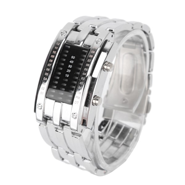 LED- watch Unik binärt tidsläge Display Konvex bågstruktur Vattentät LED- watch Elektronisk watch Silver L