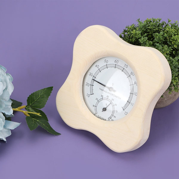 Basturum 2 i 1 Trä Termo Hygrometer Termometer Hygrometer Ångbastu Tillbehör