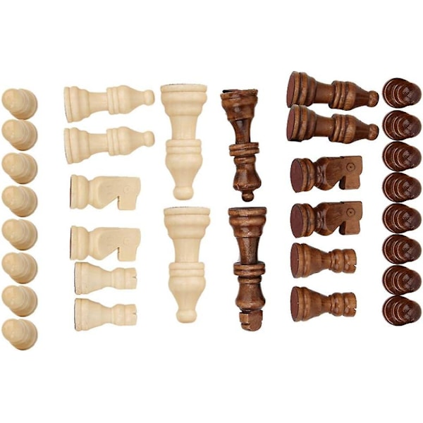 Portable Wooden International Chess Pieces - 32 Pcs Tournament Staunton Chess Set for Entertainment