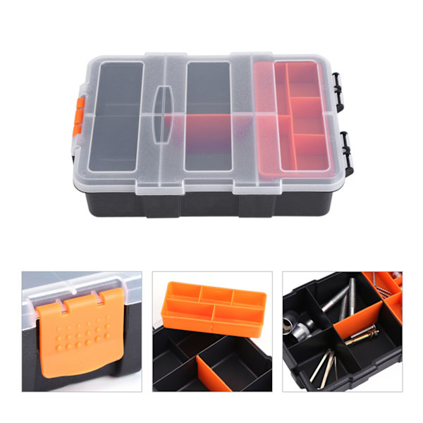 To-lags plastik Heavy duty Komponenter Opbevaringsboks Case Organizer Små dele Værktøjskasse