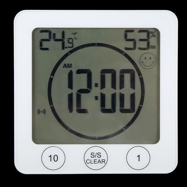 Multifunktionelt indendørs termometer hygrometer digitalt ur til hjemmebadeværelse køkken