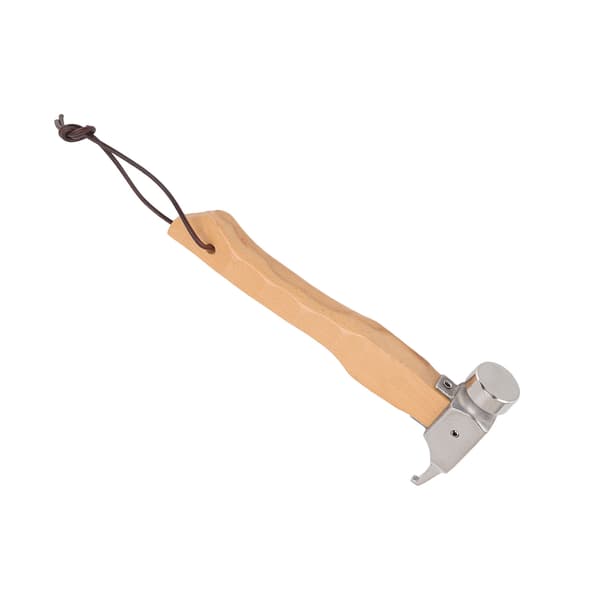 Campinghammer Mini Trehåndtak Hullhodedesign Bærbar Multifunksjonell Hammer med Snor Rustfritt Stål