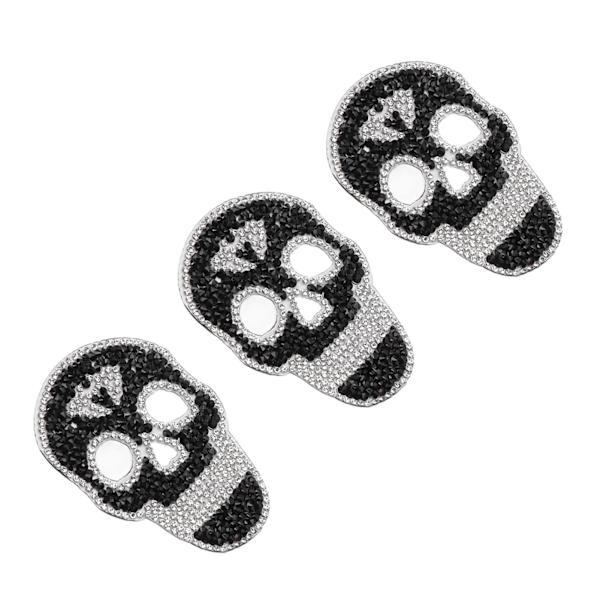 3 stk jernlapper svart hodeskalle DIY-laging skinnende dekorative strassmaterial sy kule lapper for kjoler hatter