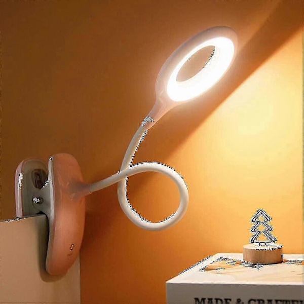LED Clip-on Leselampe Dimbar Øyebeskyttelse Bordlampe Rosa