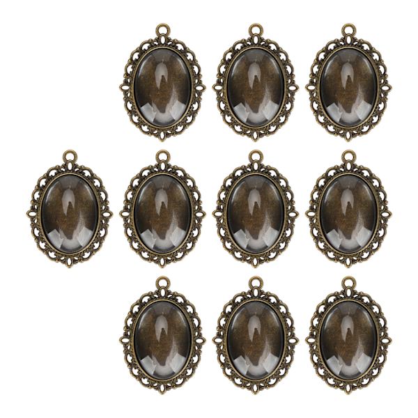 10 set glasplåsterhänge ovala brickor glascabochon klara kupolplattor DIY smyckesmaterial