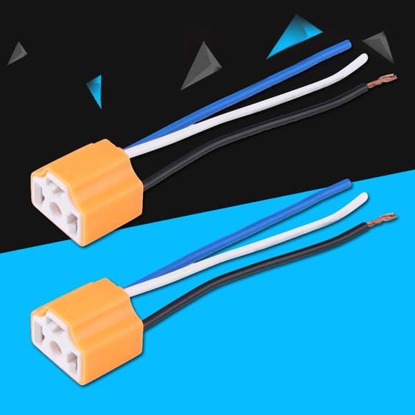 2 stk. kvinnelig keramisk frontlyskontaktpluggadapter for H4/9003/HB2