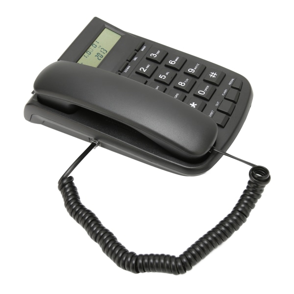Telefon med sladd Nummerpresentation Stora knappar Volymjustering Väggfäste Skrivbordstelefon med sladd med LCD-bakgrundsbelysning