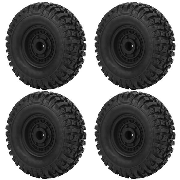 4 kpl 1/10 RC Crawler 1,9 tuuman alumiinivanteet ja 115 mm kumirenkaat D90/F350/SCX10 musta