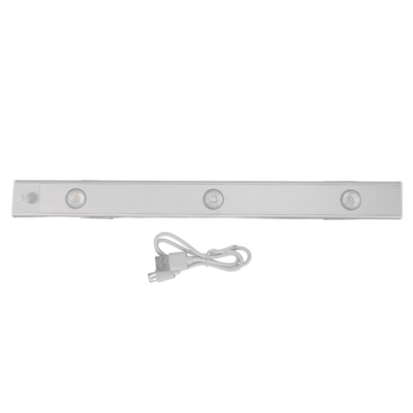 Under Cabinet Light 15,7in Lang Magnetisk Bevægelsessensor Trinløs Dæmpning USB Opladning Stick On Lys til Studie Arbejde Sølv Farve