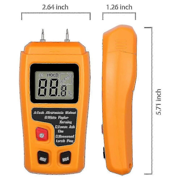 Håndholdt Meter LCD Tester til Træfugtighedsmåler