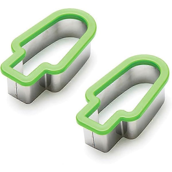 Vattenmelonskärare, Kreativ Glasspinneform Rostfritt Stål Vattenmelon Skärmall Handhållen Melonskärare DIY Fruktverktyg - Grön, 2-pack