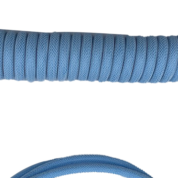 Gaming tastaturkabel Professionel tilbagetrækkelig robust stik spiralformet tastaturkabel til mekanisk tastatur lyseblå