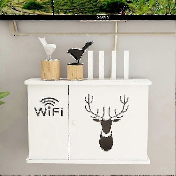 Ny Trådløs Wifi Router Hylde Opbevaringskasser Kabel Strøm Plus Ledningsbeslag B