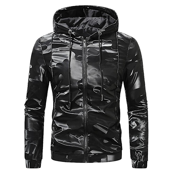 Camouflage Hooded Windproof Men's Sports Jacket XL Black