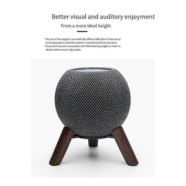 Äkta Trästativ kompatibelt med Mini Trähållare Tripod med Metallram Home Pod Mini Högtalare Brunn