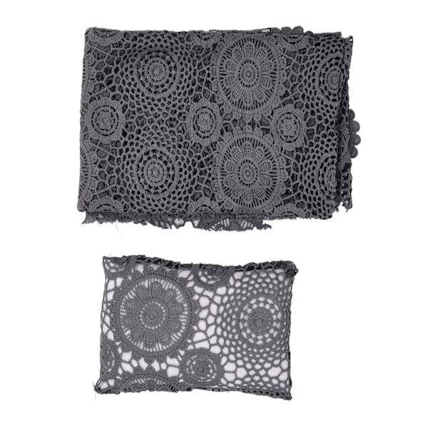 Nyfödd fotografering wrap spets filt spädbarn foto rekvisita med pannband för babyfotografering grå