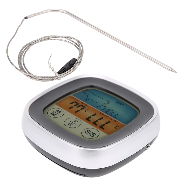Kötttermometer Digital Display Touch Screen Kökstimer Gaffel för Grill BBQ Matlagning