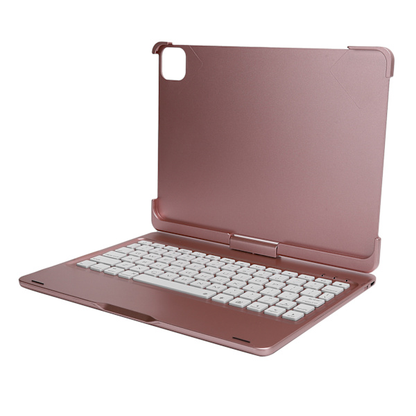 7-färgat bakgrundsbelyst trådlöst Bluetooth-tangentbord med tangentbordsfodral för IOS-surfplatta 2019 10,2 tum roséguld