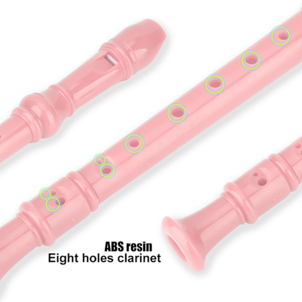8 hull høy tonehøyde sopran blokkfløyte ABS Flageolet Instrumenter Reed Pipe Barn Rosa