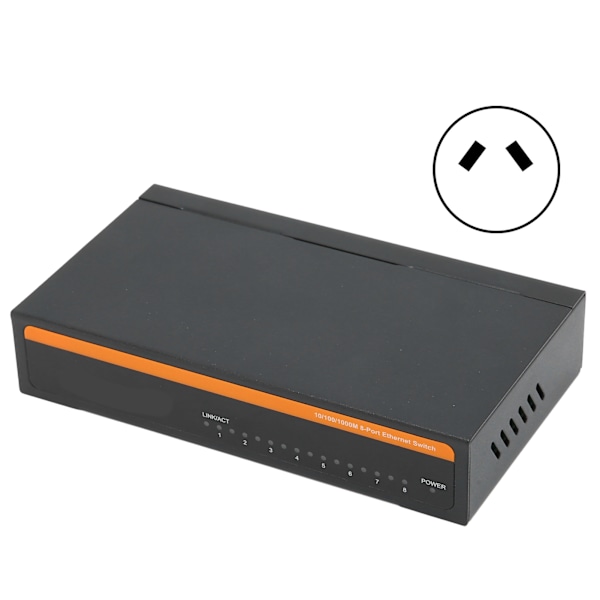 8 Ports Gigabit Ethernet Switch TBCS5008E Plug Play Stable Sturdy Aluminum Alloy Computer Networking Switches 100240V(AU Plug )