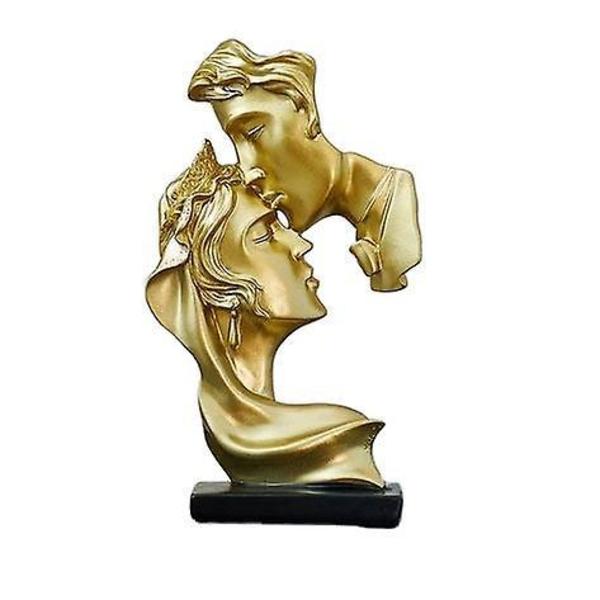 Romantisk Par Kysse Harpiks Skulptur Dekorativ Gave til Hjem Kontor Stue