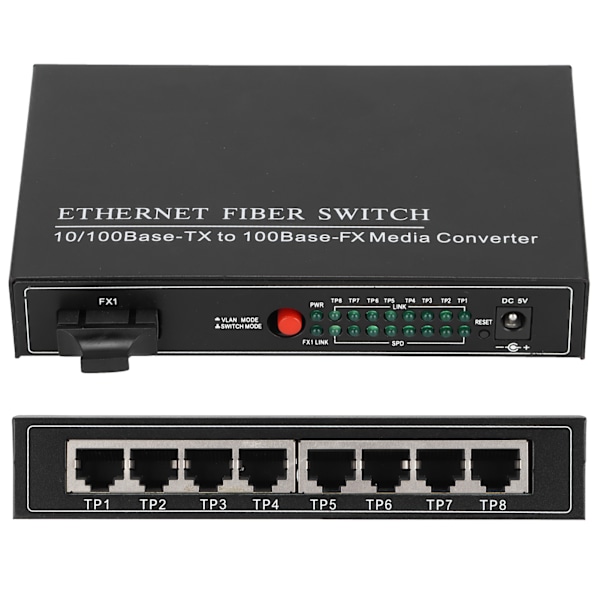 Ethernet Fiber Switch TBC-MC3418ED20 Plug Play Stabil Robust Aluminiumlegering Computer Netværk Switches 100-240VUK Stik