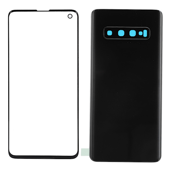 Samsung S10 G973 -puhelimen takalasin kansi ja ulompi lasipaneelin vaihto - Musta