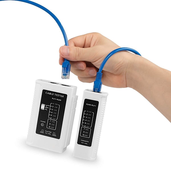 Netværkskabels Tester - Testværktøj til Ethernet-kabel, RJ45, RJ11, RJ12, Cat5, Cat5e, Cat6, Cat6a, Cat7 UTP/Skærmet kabel