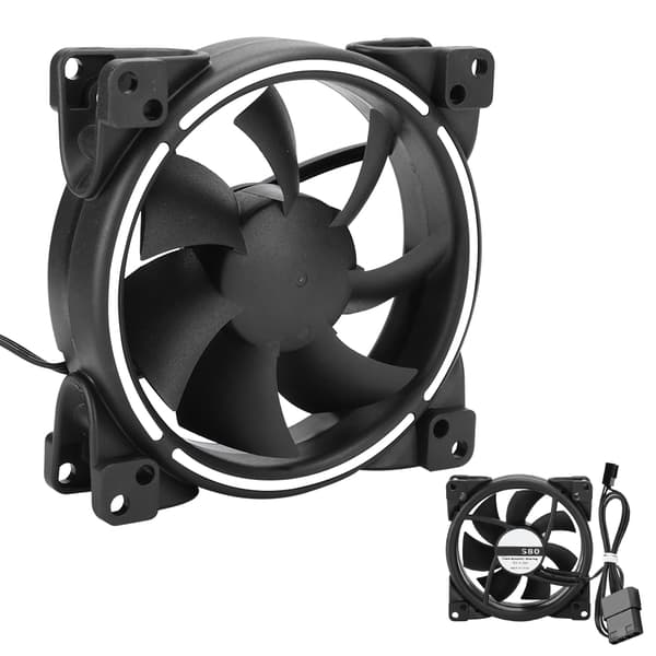 12V 24CFM LED Køleventilator 1500RPM Lydløs CPU-køler Computer Chassis Radiator Hvid