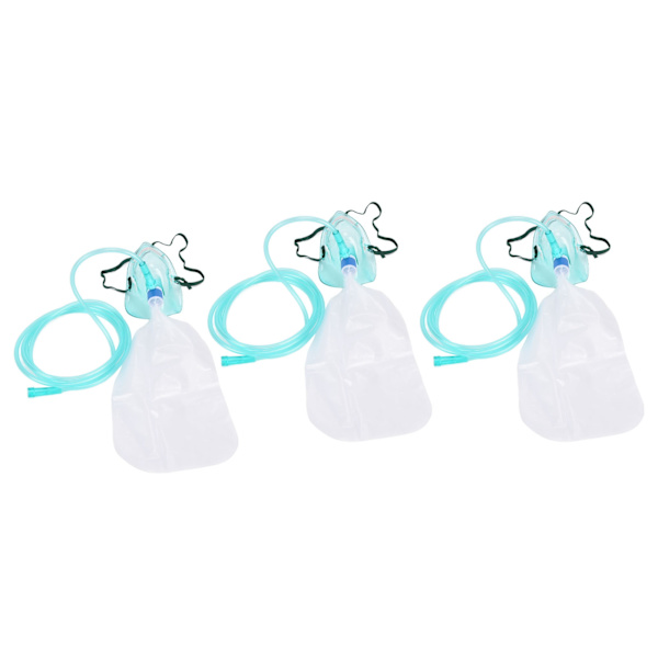 3 Sæt Engangs Bløde Silikon Oxygenrør Maske Sæt Oxygenforsyningsudstyr Forbrugsvarer Størrelse L Oxygenpose med Maske